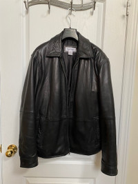 Calvin Klein Black Bomber Leather Jacket