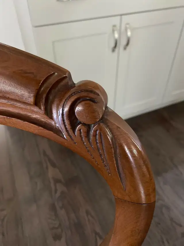 Antique Balloon Back Solid Wood Chair Needlepoint Seat in Dining Tables & Sets in Kingston - Image 4
