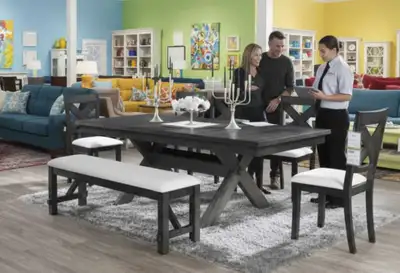 Dining Table with 6 Wooden Chair and Bench , View more