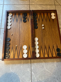 Vintage wooden inlaid backgammon. 20”x20”.