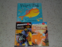 Lot of 3 childrens kids books Level 2 Transformers Fidgety Fish