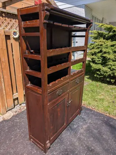 Rustic, handcrafted, wooden wine cabinet, View more