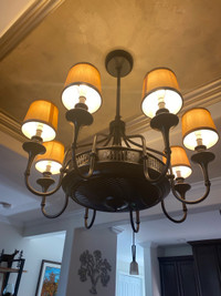Dining room chandelier with fan