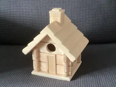 Log Cabin Birdhouses Made of spruce, pine. 8 inch by 8 inch, 12 inches tall. $50 6 inch by 6 inch, 8...