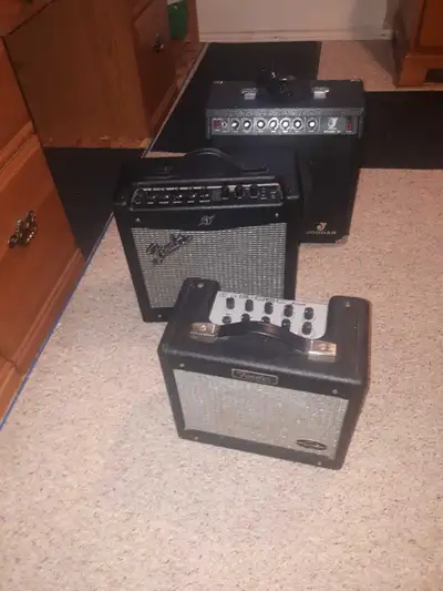 3 Guitar amps on exc condition no issues or repairs $75 Fender G Dec Jr multi fx + amps. also has dr...