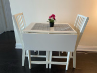 IKEA Dining table with 2 chairs White Ingatorp Drop-leaf