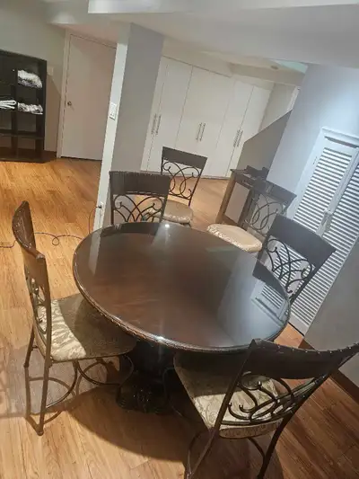 Round Dining Table and 4 Chairs + 2 Tall Chairs, View more