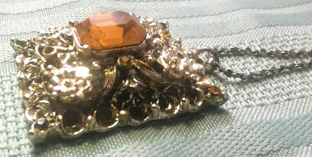 Vintage 80s Statement Necklace Citrine Glass Pendant Retro Costu in Jewellery & Watches in Markham / York Region - Image 6