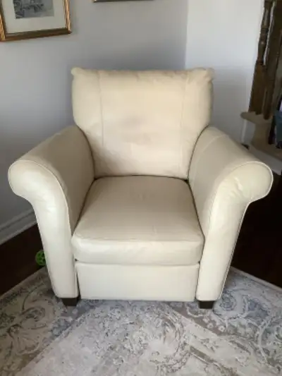 2 leather love seats and 1 recliner chair