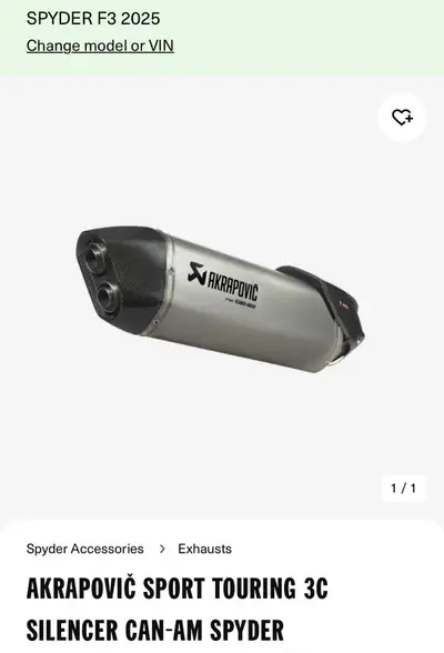 Looking to buy an Akrapovič Sport Touring 3C Silencer / Exhaust for my 2025 Can-Am Spyder F3-T. Part...