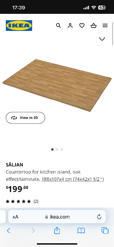 IKEA SALJAN countertop for kitchen island OAK in Cabinets & Countertops in London