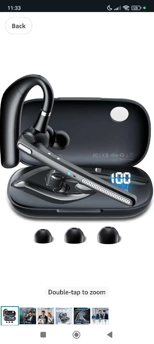 Bluetooth Headset, Bluetooth Earpiece with Noise Cancelling Mic,628543915120651216