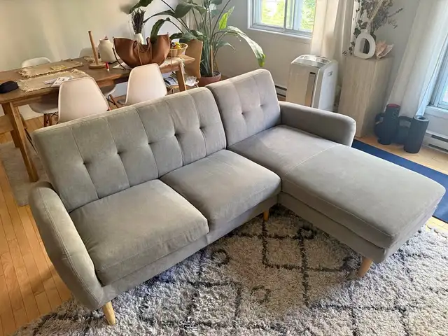 Grey Tufted Sectional Sofa