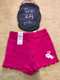 Brand new PINK cotton shorts - with Hibiscus flower print - 24
