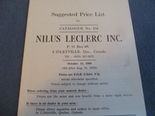 NILUS LECLERC WEAVING LOOMS CATALOG NO. 170-PRICE LIST-10/1969 dans Art et objets de collection  à Laval/Rive Nord - Image 2