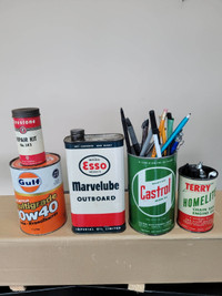 OLD OIL CANS GULF ESSO CASTROL
