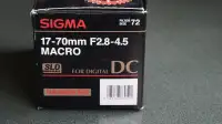 Sigma for Nikon lens DC 17-70mm