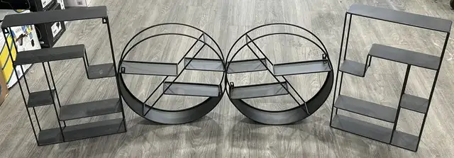 4 Black Metal Wall Display Shelves – Round & Rectangular (18”) in Bookcases & Shelving Units in Delta/Surrey/Langley - Image 2