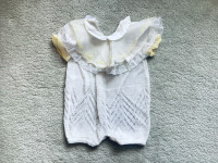 Newborn/ 0-2 Months Knit / Crochet Outfit with Detachable Bib