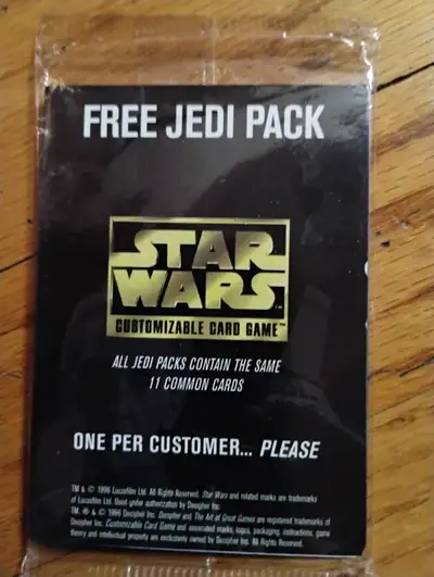 Star Wars Card Game Free Jedi Pack of 11 Cards 1996 Lucas Films Never opened . Brand New Ottawa Cash