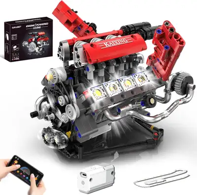 Realistic Mini V8 Engine Model Kit: This toy engine features a simulated power transmission system a...