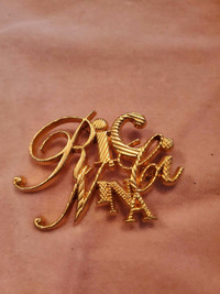 NINA RICCI  gold plated brooch  2 1/2" 