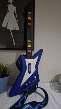 PS2 Guitar Hero & Rockband Wireless Blue Icon Evolution Guitar 