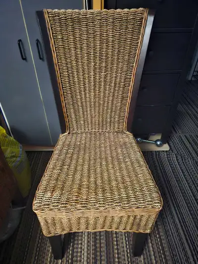 Woven Wicker and Solid Wooden Accent Chair, View more