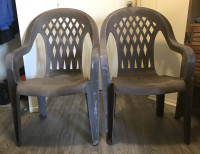 Set of Two Brown Plastic Outdoor Chairs - Very Sturdy