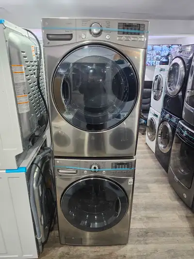 WOW LG 27" Stainless Steel Front-Load Stackable Washer Dryer Set, View more