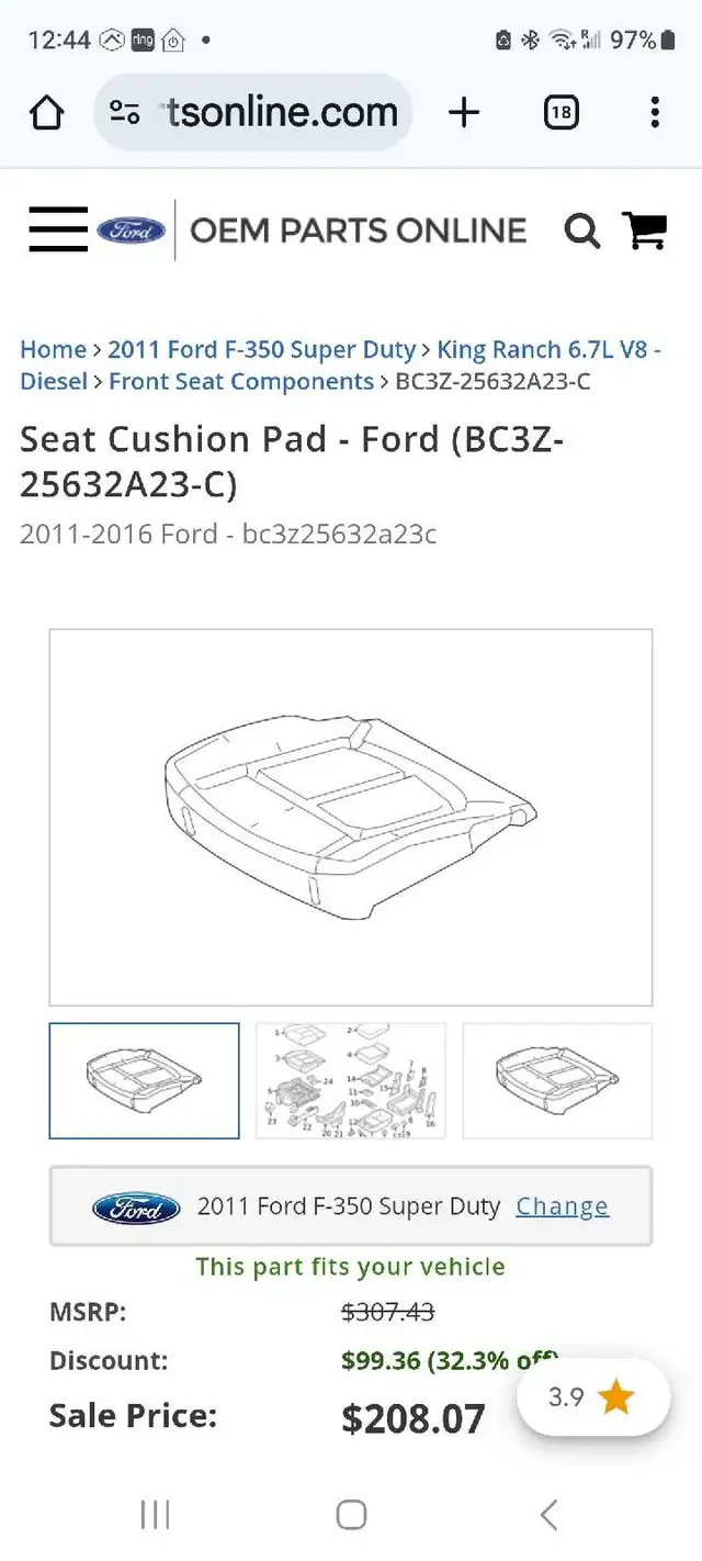 2011 - 2016 f250/f350 drivers seat foam in Other Parts & Accessories in Edmonton - Image 2