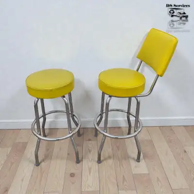 Yellow Bar Stool W/ Chair 360 Swivel Seating Metal Frame K8309, View more
