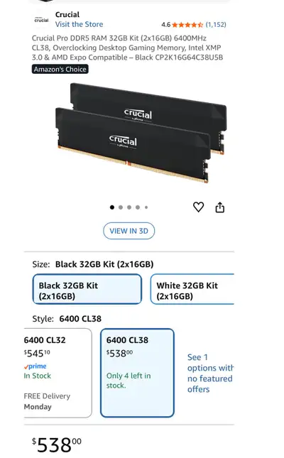 Crucial DDR5 Pro 32GB, View more