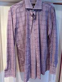 Hugo Boss Purple Plaid Dress Shirt