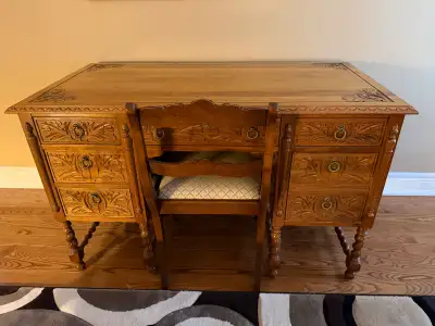 Antique Desk with Chair, View more