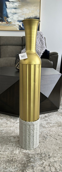 CasaDecor Gold Metal & Stone 32” Vase - BNWT