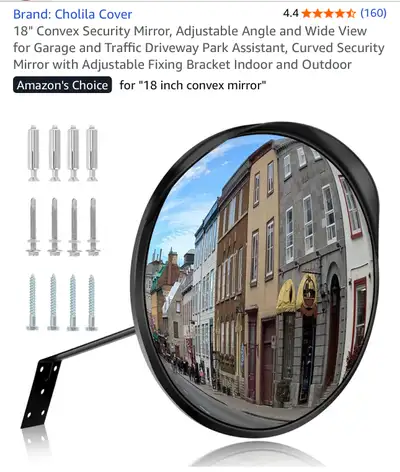 18" Convex Security Mirror, Adjustable, View more