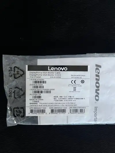 Sealed New Lenovo DisplayPort to VGA Monitor cable adapter, View more