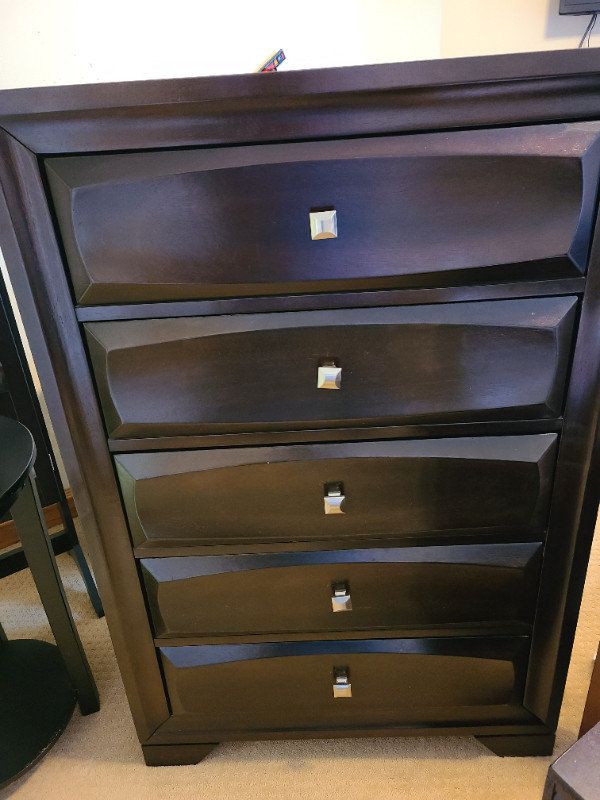 Solid wood dresser with 1 night stand in Dressers & Wardrobes in Calgary