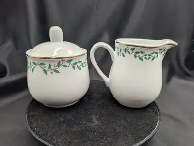 Mayfair and Jackson Mistletoe Porcelain Creamer and Sugar, View more