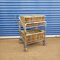 Office Mail Trolley Package Delivery Dolly W/2 Basket Cart K6724