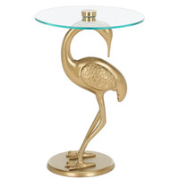 Gold Glass Pedestal End Table