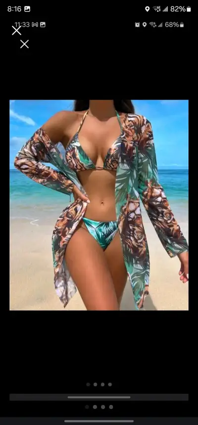 bikini set - coverup & bikini bottoms - NEW- $15 Coverup Striped - $10 tie back crop top - $10 lifeg...