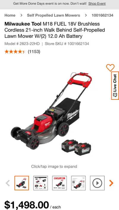 Lawnmower Milwaukee no battery no charger , View more