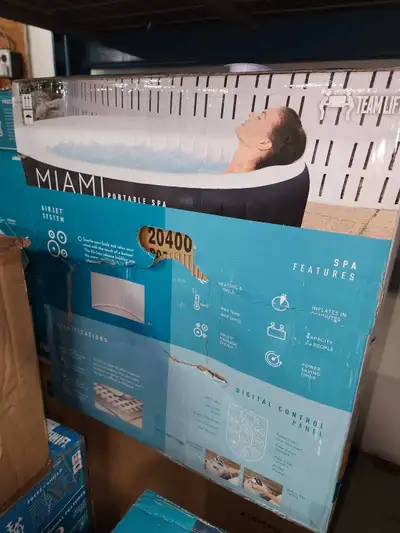 Miami Inflatable Hot Tub 2 Person, Outdoor Portable Hot Tub with 130 Air Jets, Circulation Heating &...