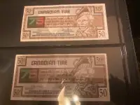 Canadian tire 75th brown 50 cent bills- limited