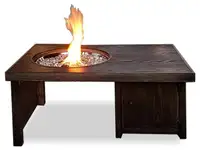 Table feu brun foncé grain de bois firepit fire pit table
