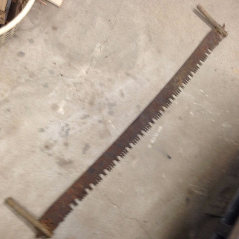 Used, Antique 5 Foot Crosscut Saw with Handles for sale  