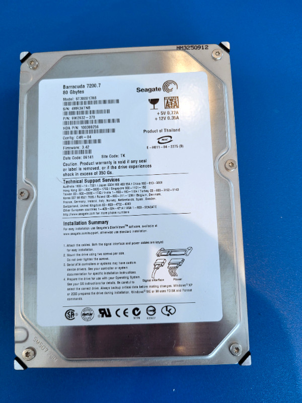 Disque Dur Sata Seagate Barracuda 7200 80GB dans Composants de système  à Laval/Rive Nord - Image 2