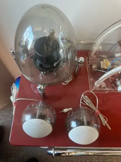 set of 3 lucite stereo speakers, View more